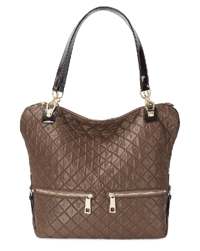 Tiffany & Fred Paris Quilted Woven Nylon & Patent Tote