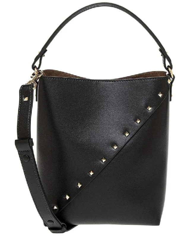 Valentino Rockstud Wispy Leather & Suede Bucket Bag