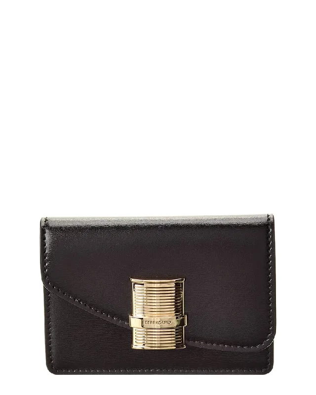 Ferragamo Fiamma Leather Card Holder