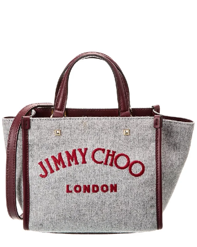 Jimmy Choo Varenne London Embroidery Logo Felt & Leather Tote