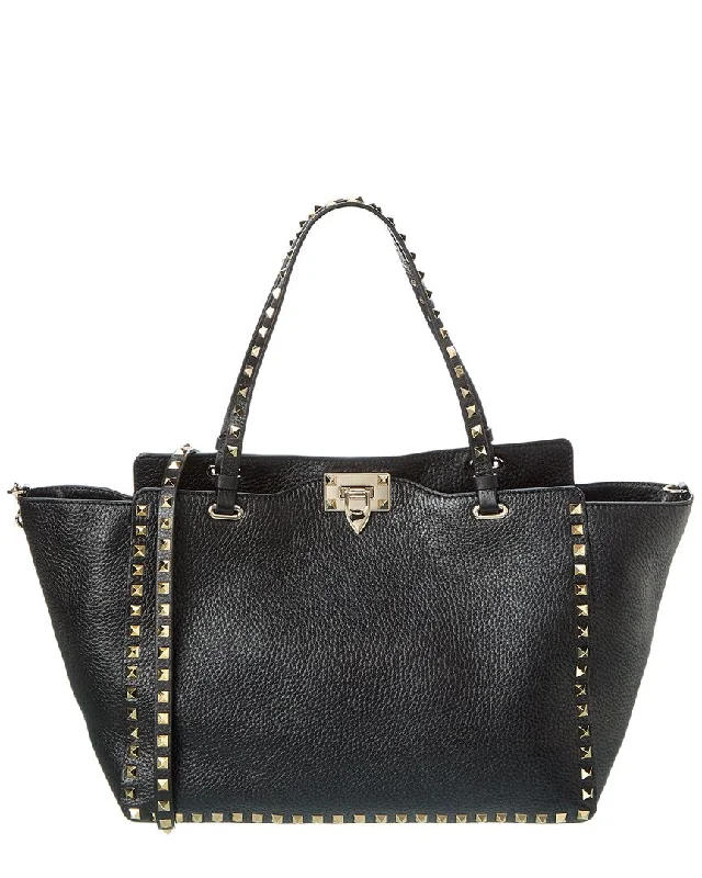 Valentino Rockstud Medium Grainy Leather Tote