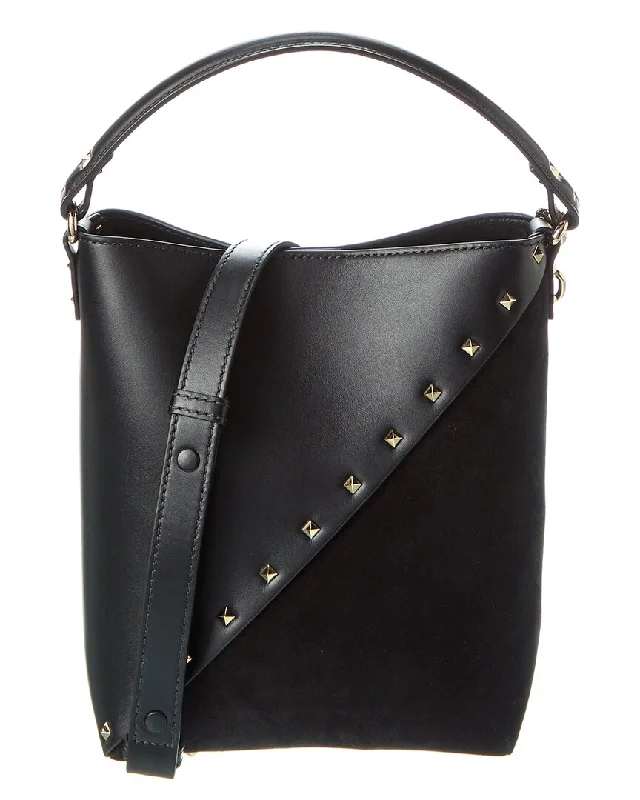 Valentino Rockstud Wispy Leather & Suede Bucket Bag