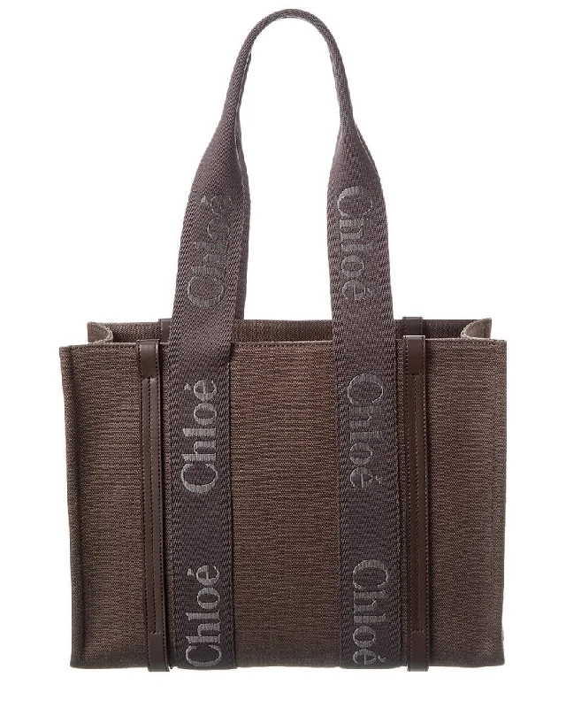 Chloé Woody Medium Canvas & Leather Tote