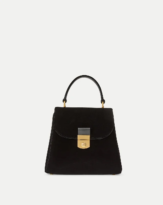 Velvet Crest Lock Top Handle Bag Fashionable Handbags, Limited-Time Deals