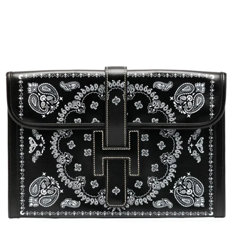 Black Hand-Painted Bandana Jige Clutch