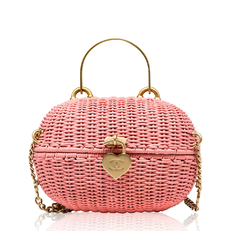 Pink Woven Padlock Bag