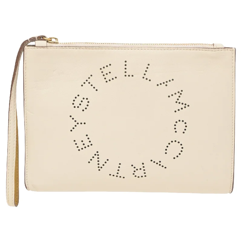 Stella Mccartney Alter Logo Clutch Bag in Cream Leather