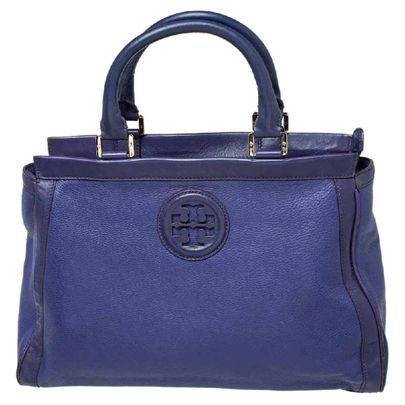 Tory Burch Purple Leather Hannah Tote