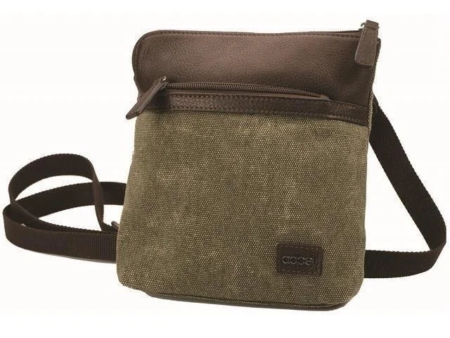 Canvas And Leather Crossbody  Messenger Bag