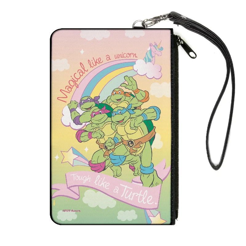 Canvas Zipper Wallet - LARGE - Classic TMNT Turtles Pose19 MAGICAL LIKE A UNICORN-TOUGH LIKE A TURTLE Multi Pastel