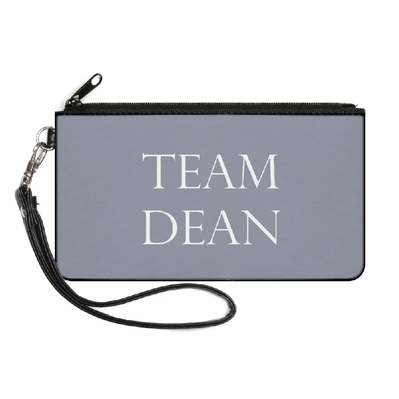 Canvas Zipper Wallet - SMALL - Supernatural TEAM DEAN Text Gray White