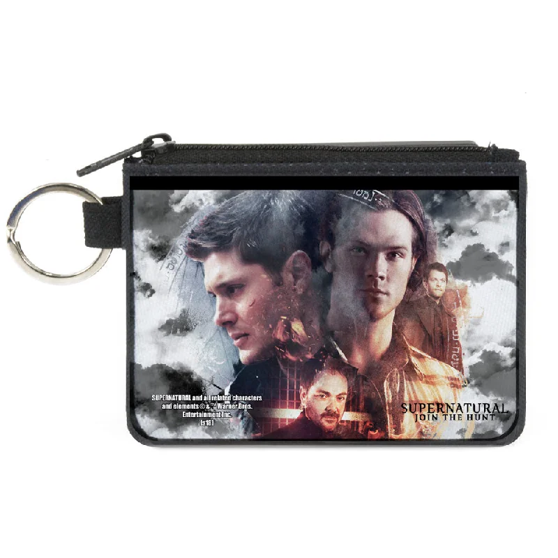 Canvas Zipper Wallet - MINI X-SMALL - SUPERNATURAL 4-Character Poses Clouds Grays Full Color