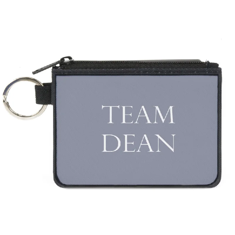 Canvas Zipper Wallet - MINI X-SMALL - Supernatural TEAM DEAN Text Gray White