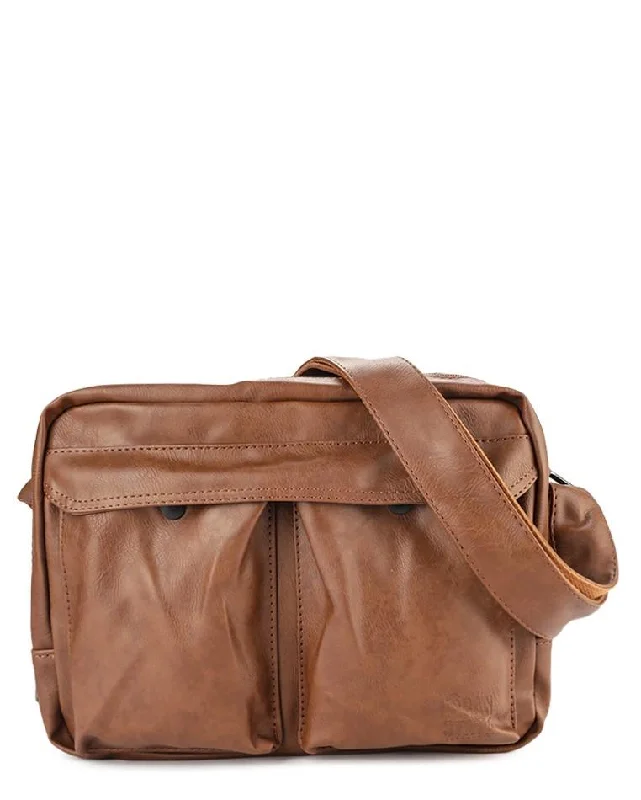 Distressed Leather EDC Crossbody Bag - Camel