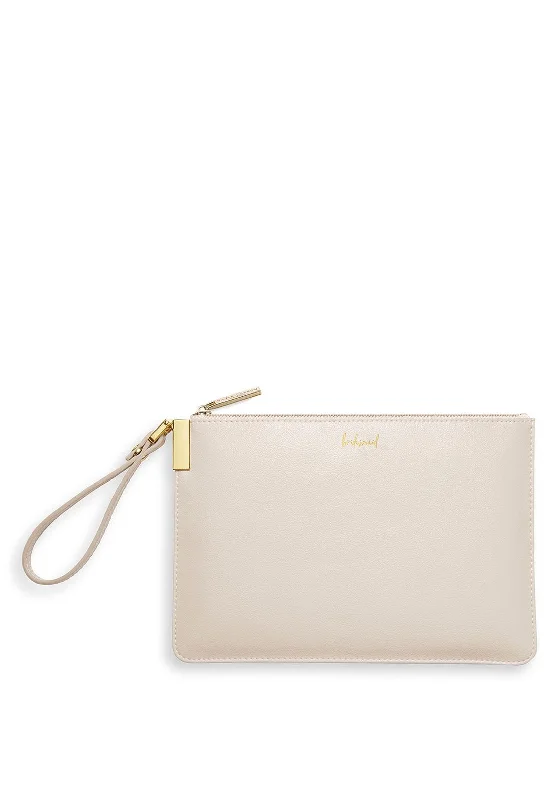 Katie Loxton Bridesmaid Secret Message Pouch, Metallic White