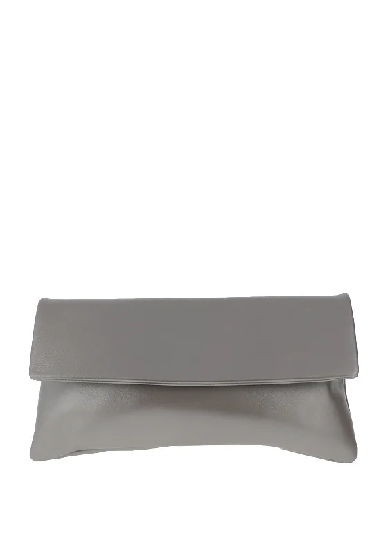 Le Babe Metallic Suede Clutch Bag, Silver