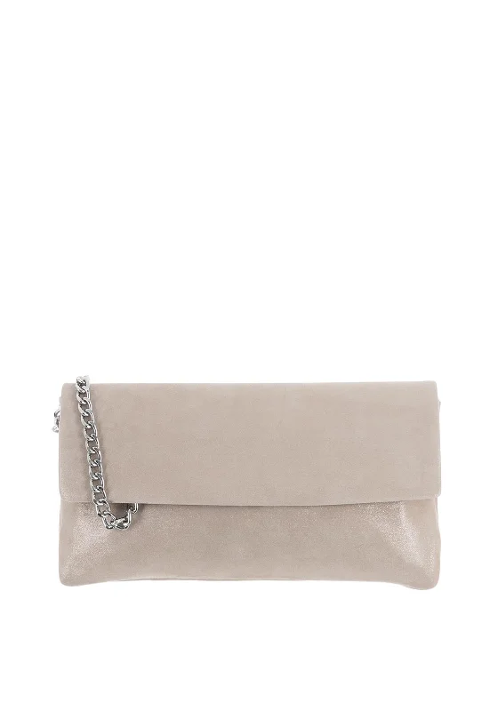 Le Babe Suede Shimmer Clutch Bag, Champagne