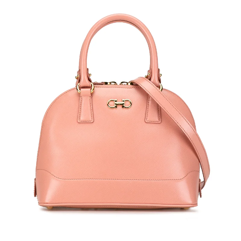 Pink Ferragamo Mini Leather Darina Satchel