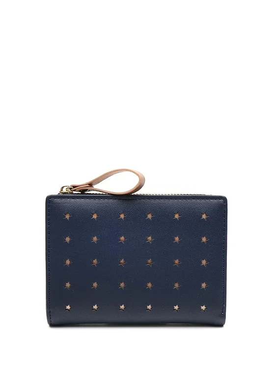 POM Faux Leather Star Purse, Navy