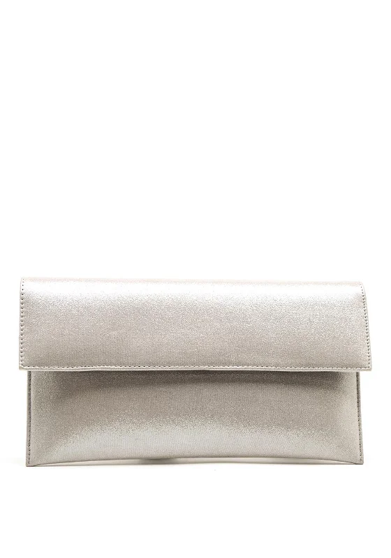 Pomares Shimmer Clutch Bag, Silver