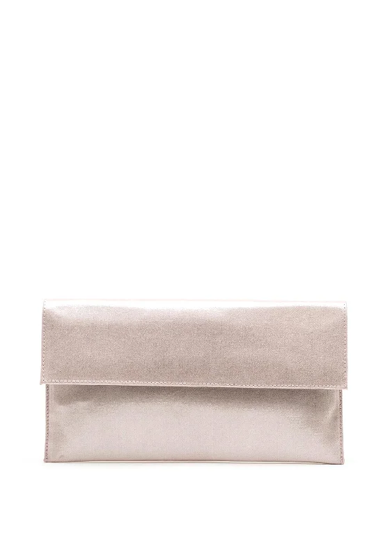 Pomares Shimmer Leather Envelope Clutch Bag, Pink