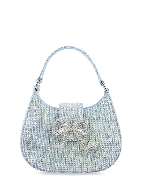 Blue Rhinestone Denim Cresent Bag