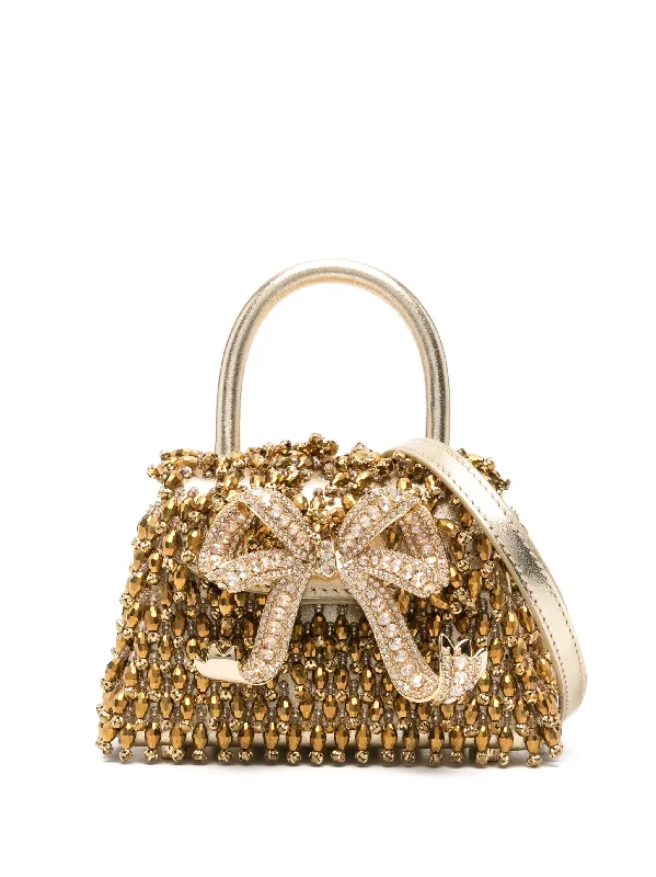 Gold Crystal Embroidery Micro Bag