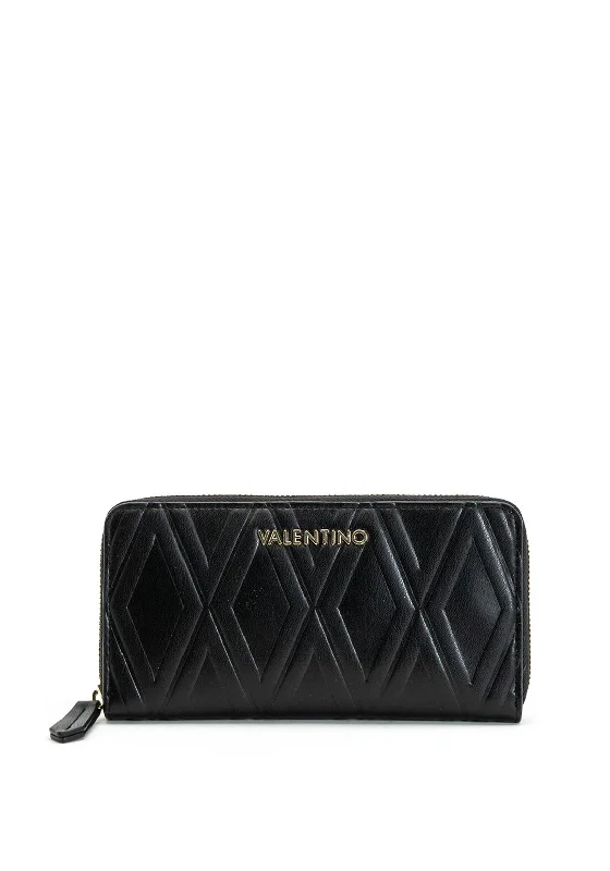 Valentino Handbags Bianco Quilted Zip Around Purse, Black