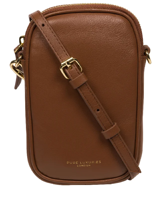 'Alaina' Tan Nappa Leather Cross Body Phone Bag