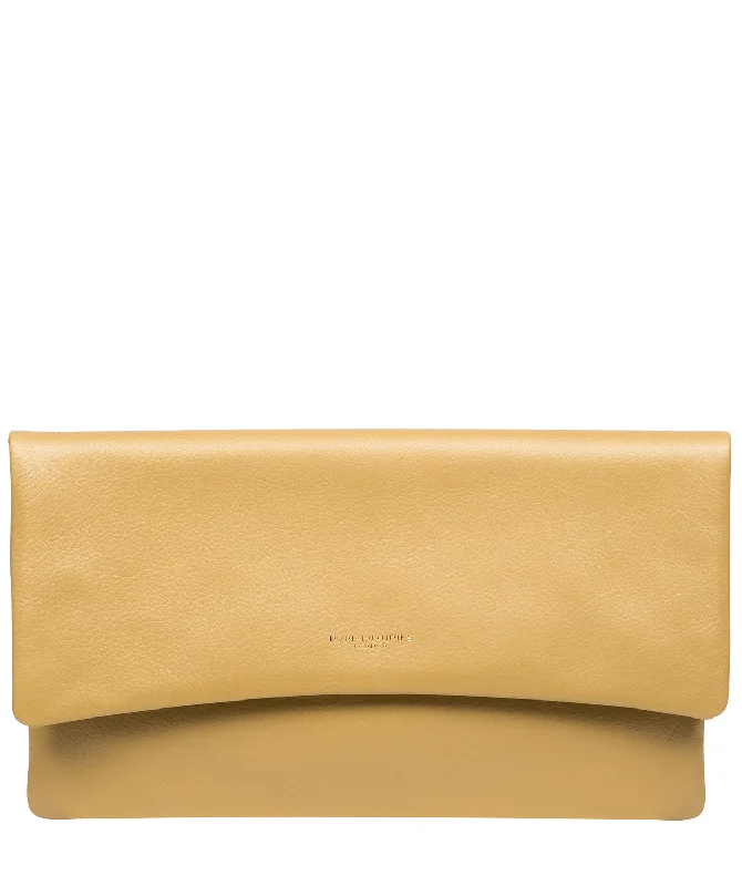 'Amelia' Metallic Gold Leather Clutch Bag