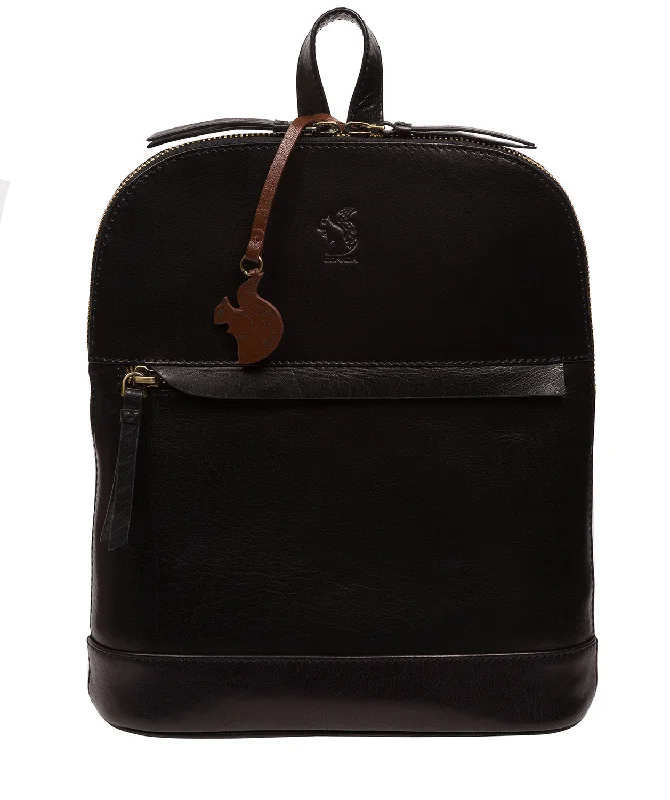 'Amora' Black Leather Backpack