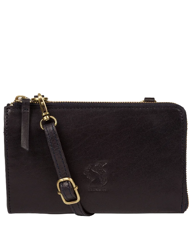 'Senga' Navy Leather Cross Body Clutch Bag