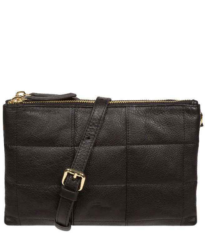 'Carmen' Black Nappa Leather Cross Body Bag