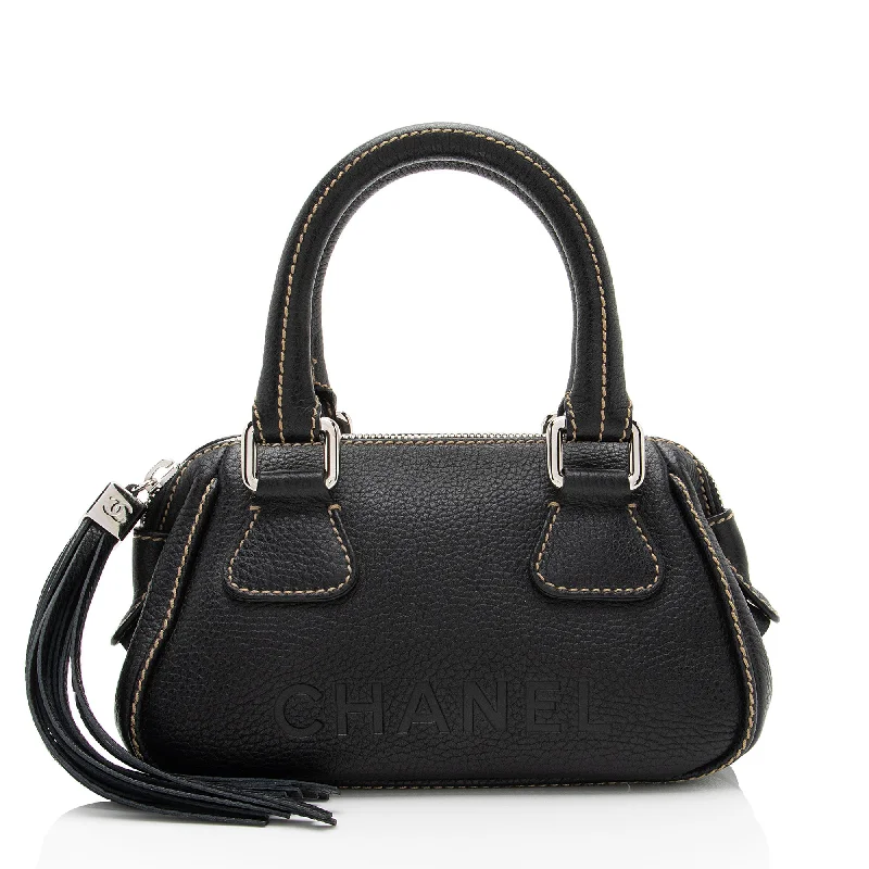 Chanel Vintage Embossed Leather LAX Tassel Small Satchel (SHF-Y2nyR2)