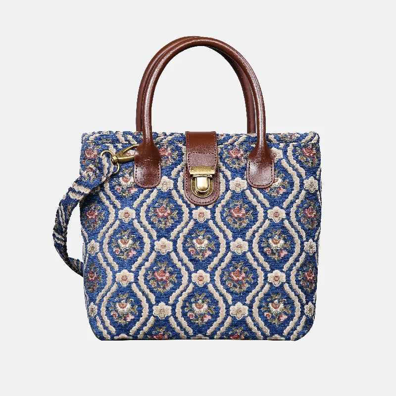 Traditional Blue Tuck Lock Carpet Satchel