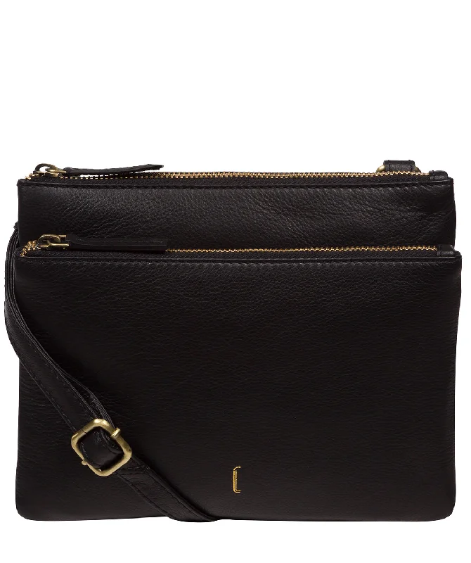 'Demi' Black Leather Cross Body Bag