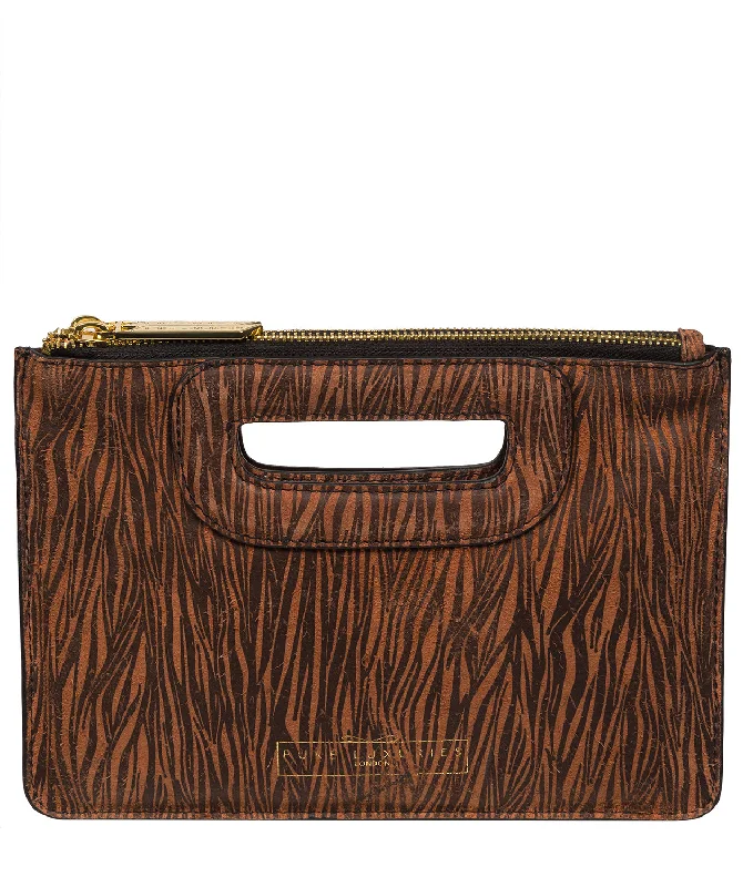 'Esher' Animal Print Leather Clutch Bag