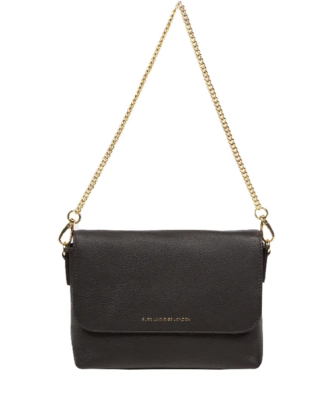 'Jazmine' Black Nappa Leather Grab Clutch Bag