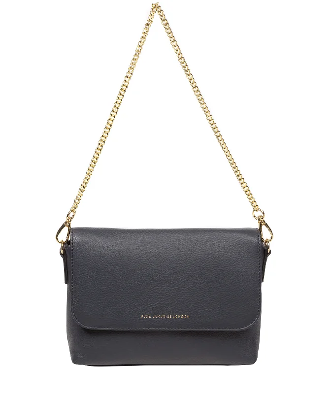 'Jazmine' Navy Nappa Leather Grab Clutch Bag