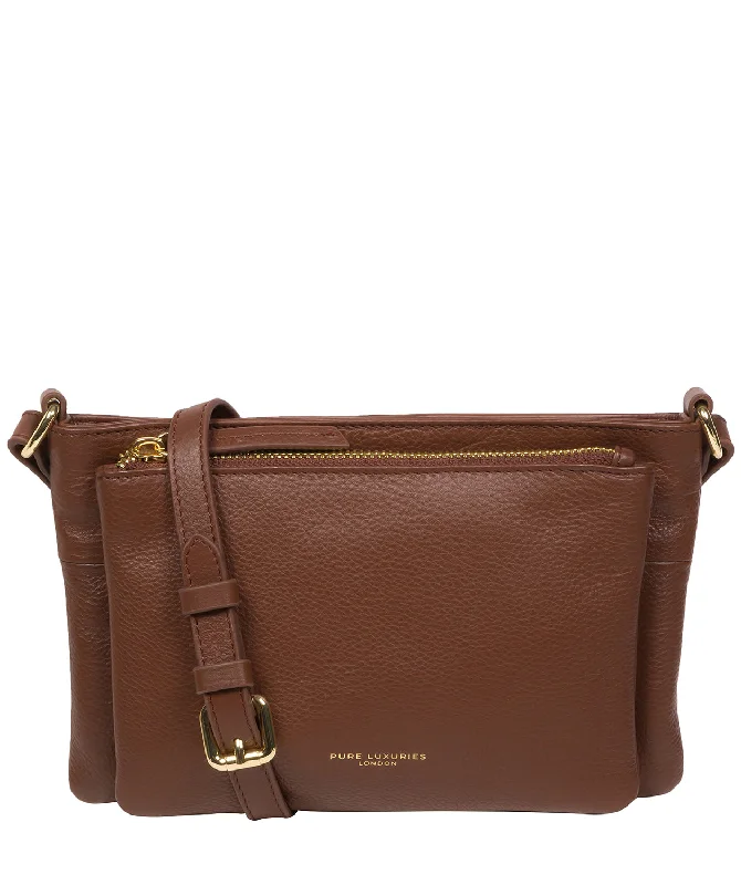 'Jess' Dark Tan Nappa Leather Cross Body Bag