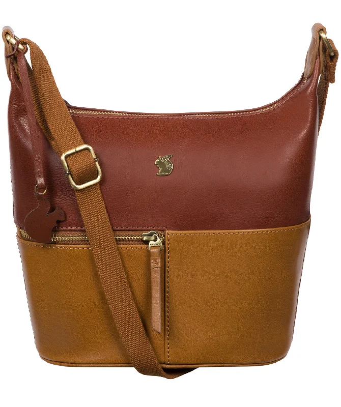 'Little Kristin' Dark Tan & Conker Brown Leather Shoulder Bag