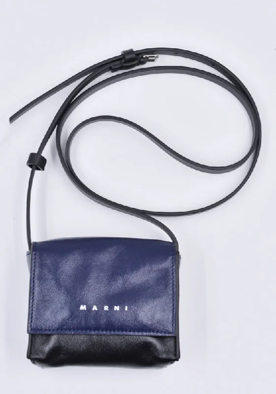 MARNI SBMQ0082U0 MINI MESSENGER BAG NAVY/BLACK