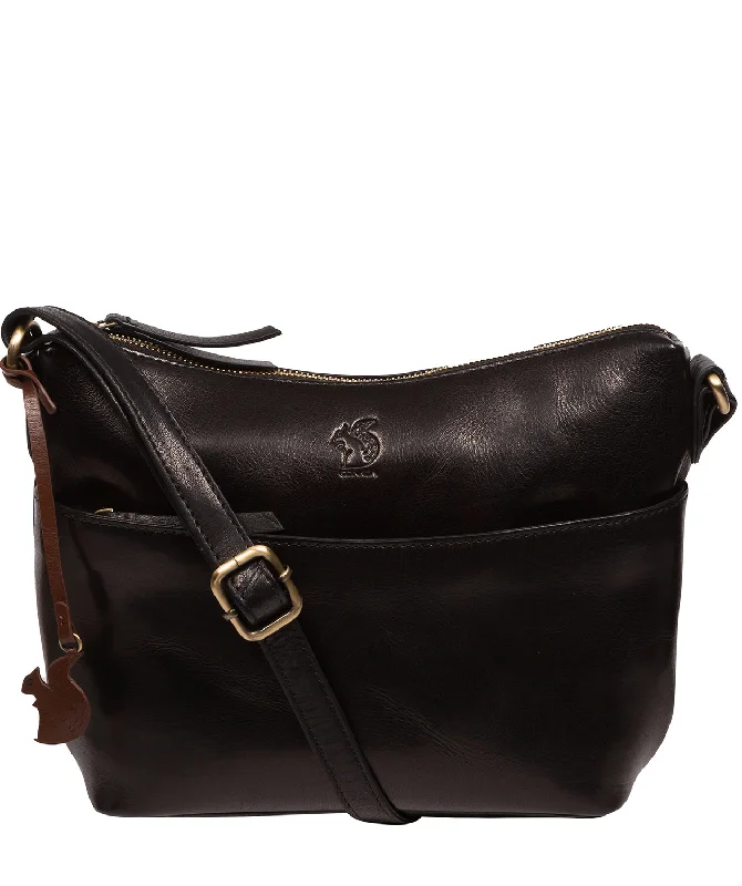 'Merrill' Black Leather Cross Body Bag