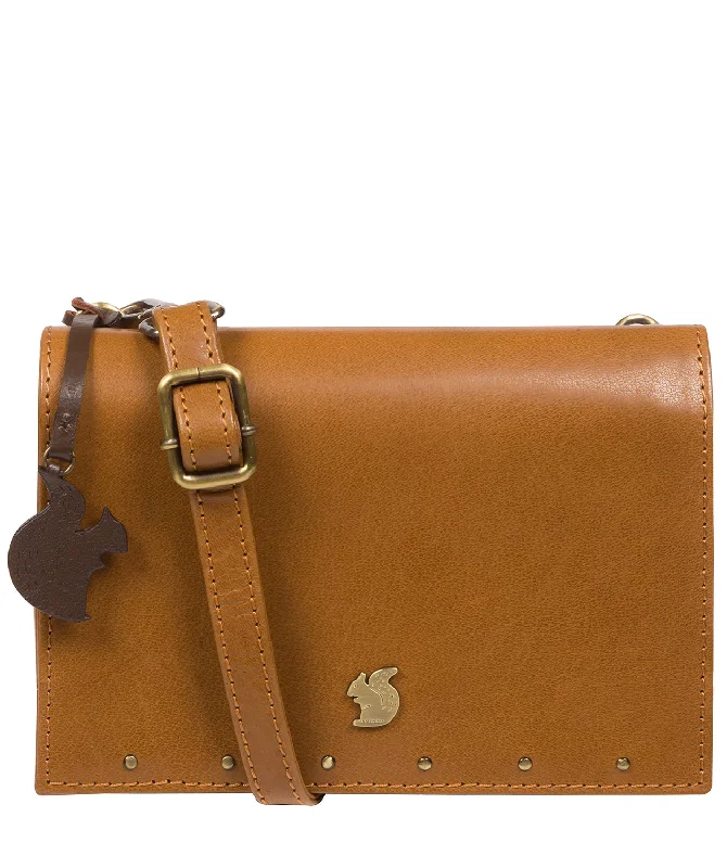 'Nemo' Dark Tan Leather Cross Body Clutch Bag