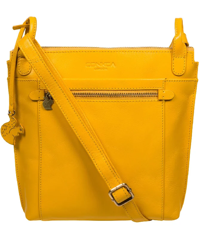 'Rego' Lemon Drop Leather Cross Body Bag