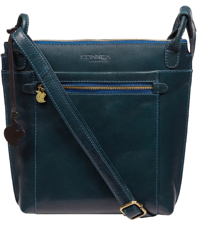 'Rego' Snorkel Blue Leather Cross Body Bag