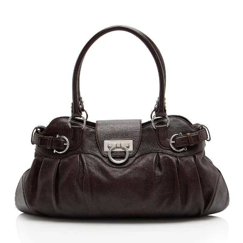 Salvatore Ferragamo Leather Gancini Marisa Satchel (SHF-LvpKJT)