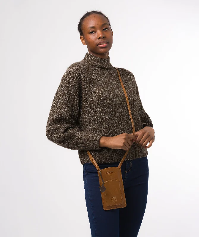 'Siren' Dark Tan Leather Cross Body Phone Bag