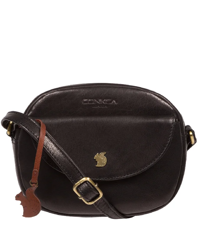 'Una' Black Leather Cross Body Bag