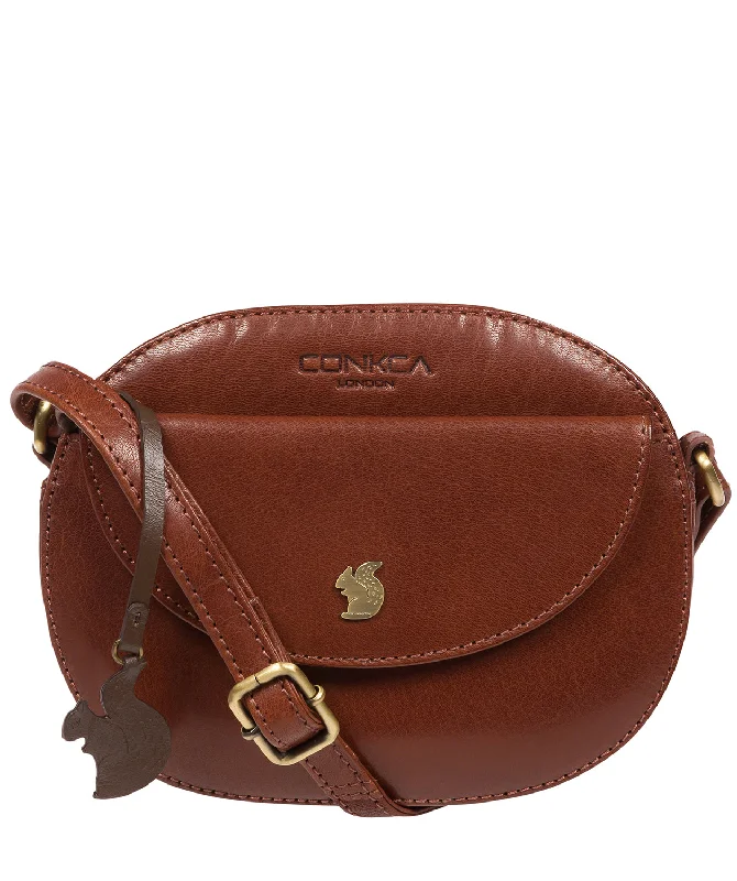 'Una' Conker Brown Leather Cross Body Bag